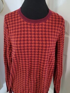 NWT Kim Rogers Houndstooth Crewneck Sweater Size XL